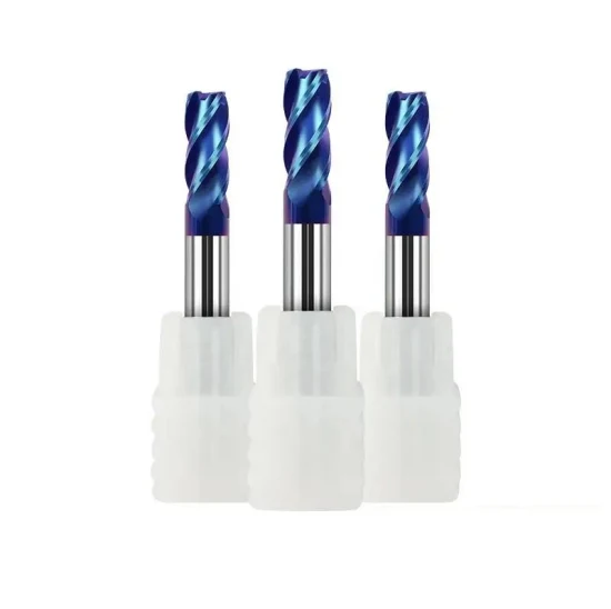 Precio de fábrica 4 flautas Fresa de extremo de carburo CNC Revestimiento nano azul